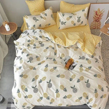 Load image into Gallery viewer, White Yellow Cartoon Pineapple Double Sided Pillow And Duvet Cover