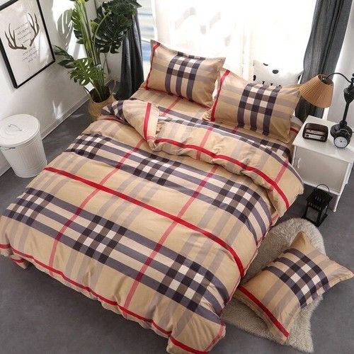 Three Colors Checked Pattern Pillow And Duvet Cover