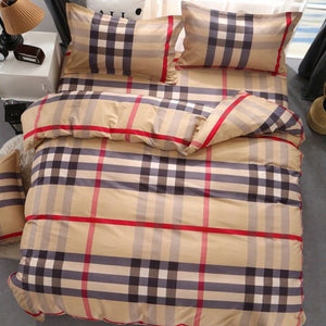 Three Colors Checked Pattern Pillow And Duvet Cover