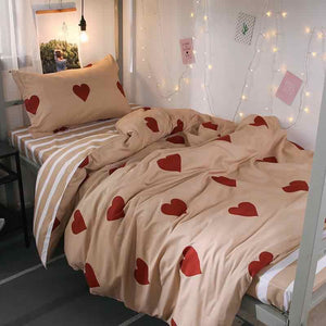 Pink Heart Valentine Double Sided Pillow And Duvet Cover