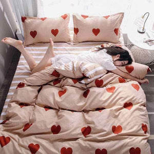 Pink Heart Valentine Double Sided Pillow And Duvet Cover